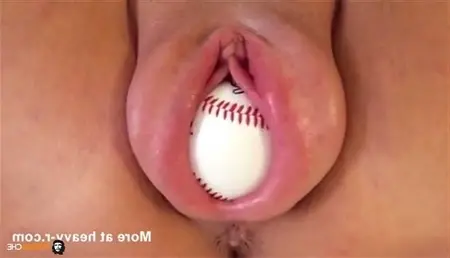Baseball ball in pussy