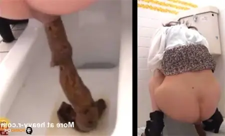 Girls shit in a public toilet